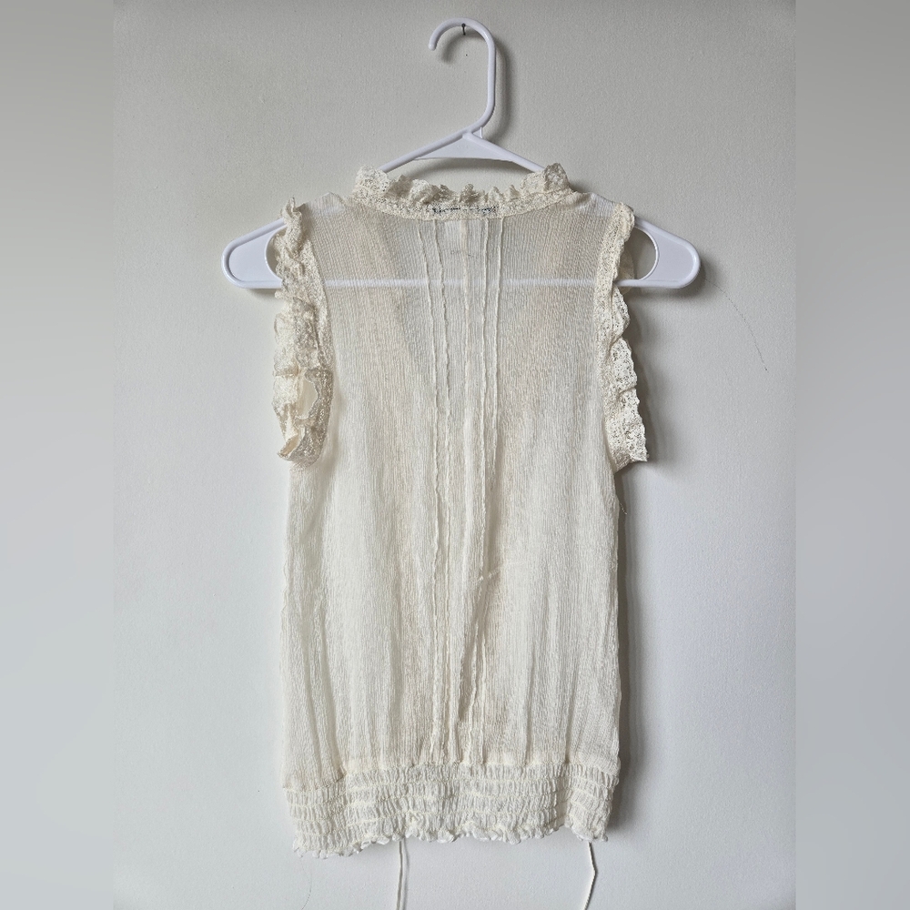 Women's Cream Ruffled Top - Picture 2 of 3